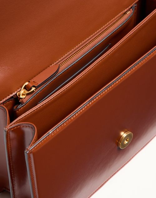 Valentino Garavani - Valentino Garavani Vain Shoulder Bag In Shiny Calfskin - Dark Brandy - Woman - Shoulder Bags